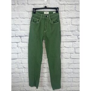 Cotton On Women's Long Straight Leg Jeans Forest Green Grunge Streetwear Size 2
